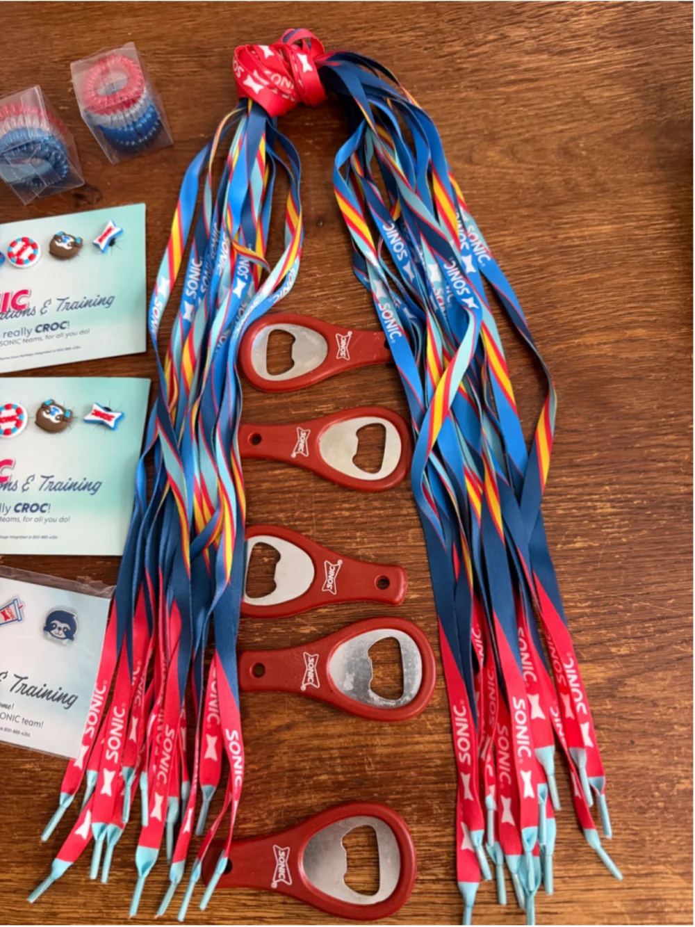 Sonic Drive-In Employee Promotional Lot 16 Shoelaces 5 Bottle Openers Croc Charm